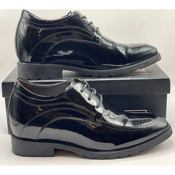 Calden Mens Heightening Oxford Shoes Patent Leather Oxhide Size 8 3